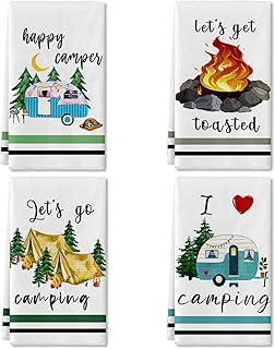 Camping Kitchen Towels Set of 4 with Funny Sayings