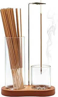 2-in-1 Incense Holder with Glass Ash Catcher & Stick Storage