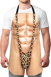Funny Men Cooking Grilling Aprons Belly BBQ Funny Gag Gifts for Christmas, White Elephant Gift Exchange (MuscleMankini, One Size) product image
