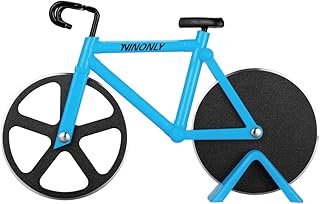 Ninonly Bicycle Pizza Cutter,Non-stick Bike Pizza Slicer, Dual Stainless Steel Cutting Wheels best for Pizza Lovers,Holiday Vacation Funny White Elephant Gifts Exchange Kitchen Gadget Cool Men's Gift product image