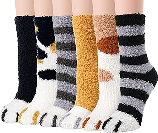 Ginmewrae Women Fuzzy Socks Cozy Soft Fluffy Cute Animal Slipper Socks Sleeping Warm Socks Christmas Gift for Girls product image