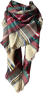 Wander Agio Womens Warm Long Shawl Winter Wraps Large Scarves Knit Cashmere Feel Plaid Triangle Scarf product image
