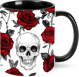 Rose And Skull Coffee Mug 11oz Ceramic Tea Cup Kitchen Decor product image