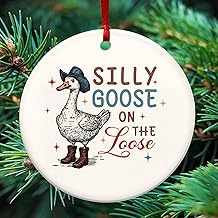 TEEZWONDER Christmas Funny Gifts for Women - Ceramic Christmas Ornaments 2025 for Xmas Decorations - Silly Goose Gifts for Mom Sister Friends, White Elephant Gift for Adults, Stocking Stuffers product image