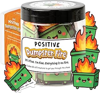 Positive Dumpster Fire Jar with 60 Affirmation Cards for Women