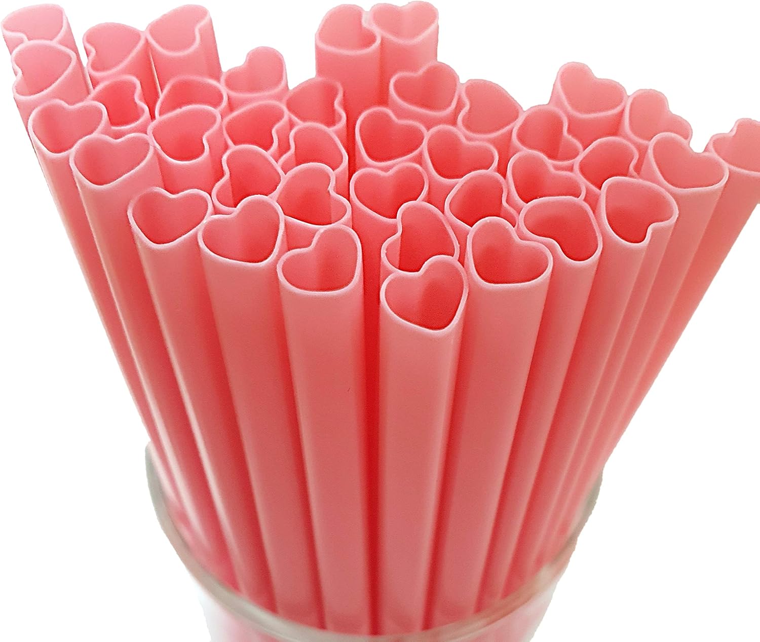 Heart Shaped Pink Straws for summer parties, Galentine gatherings, cocktails, mocktails, birthdays, and bridal showers product image