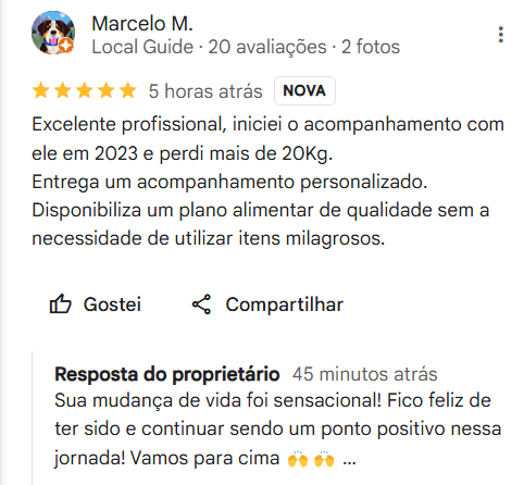 Avaliação Google — Marcelo