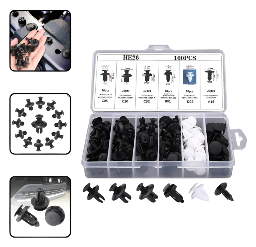 Kit 100 Ganchos Grampas Clips Tapizado Carroceria Vehiculos