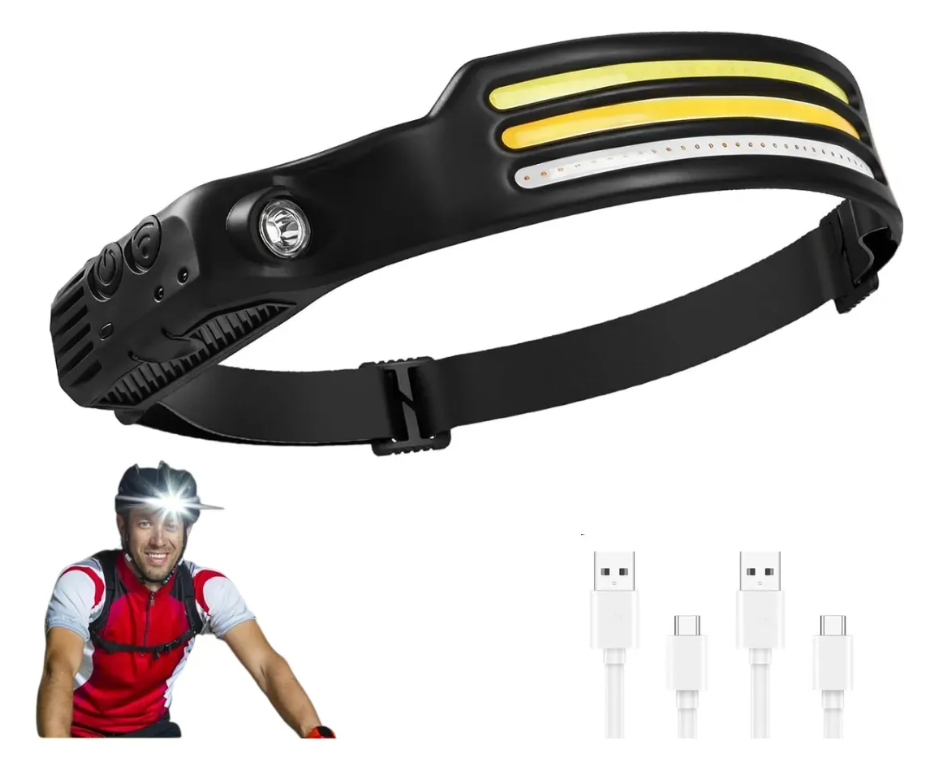 Linterna De Cabeza Led Minera Vincha Recargable Sensor