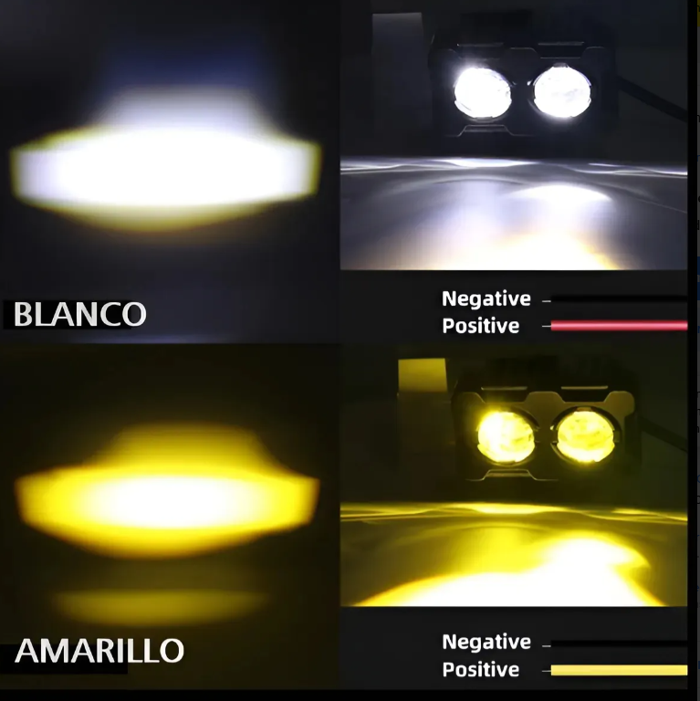 Faro Led Auxiliar Proyector Lupa Alta Potencia Bicolor