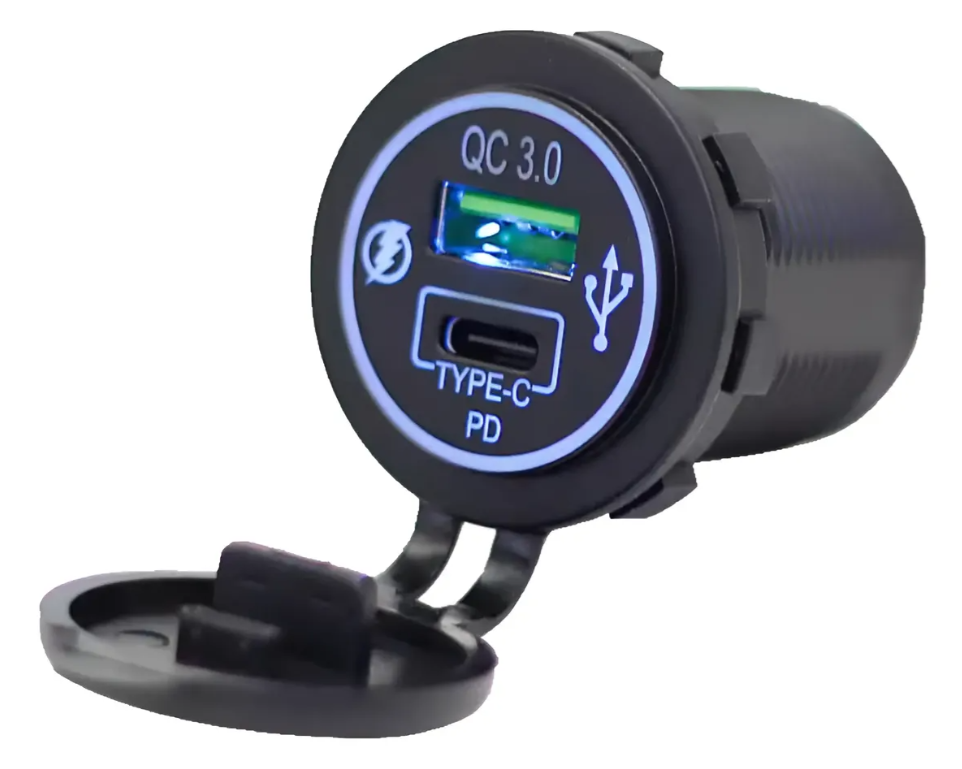 Cargador Toma Usb C Embutir Auto 12 24V Moto Nautico 4X4 3.0