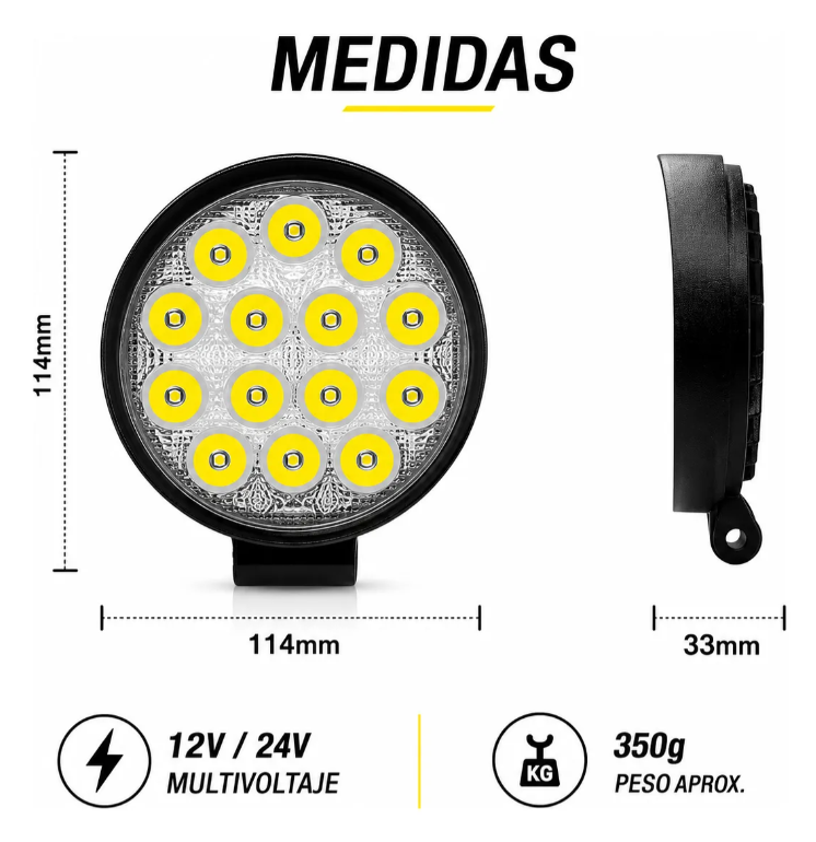 Faro 42W aux plano redondo