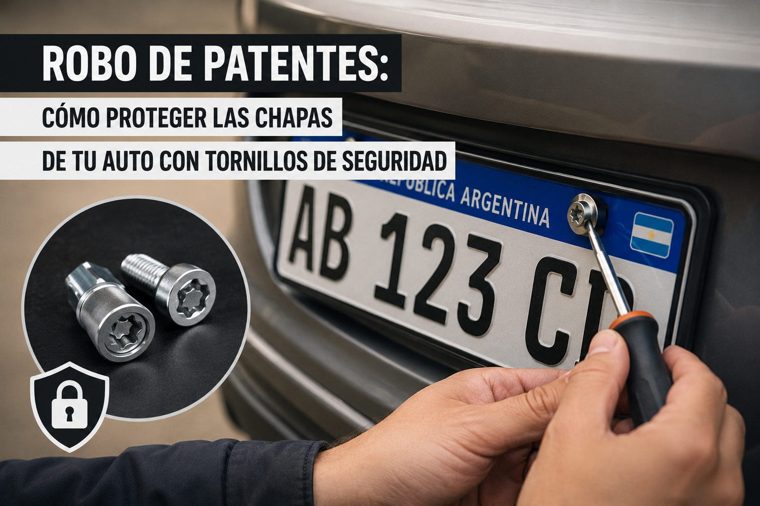 Robo de patentes: cómo proteger las chapas de tu auto con tornillos de seguridad