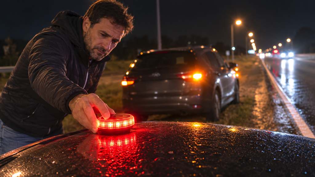Quedarte parado en la ruta: cómo señalizar el auto con una baliza magnética LED