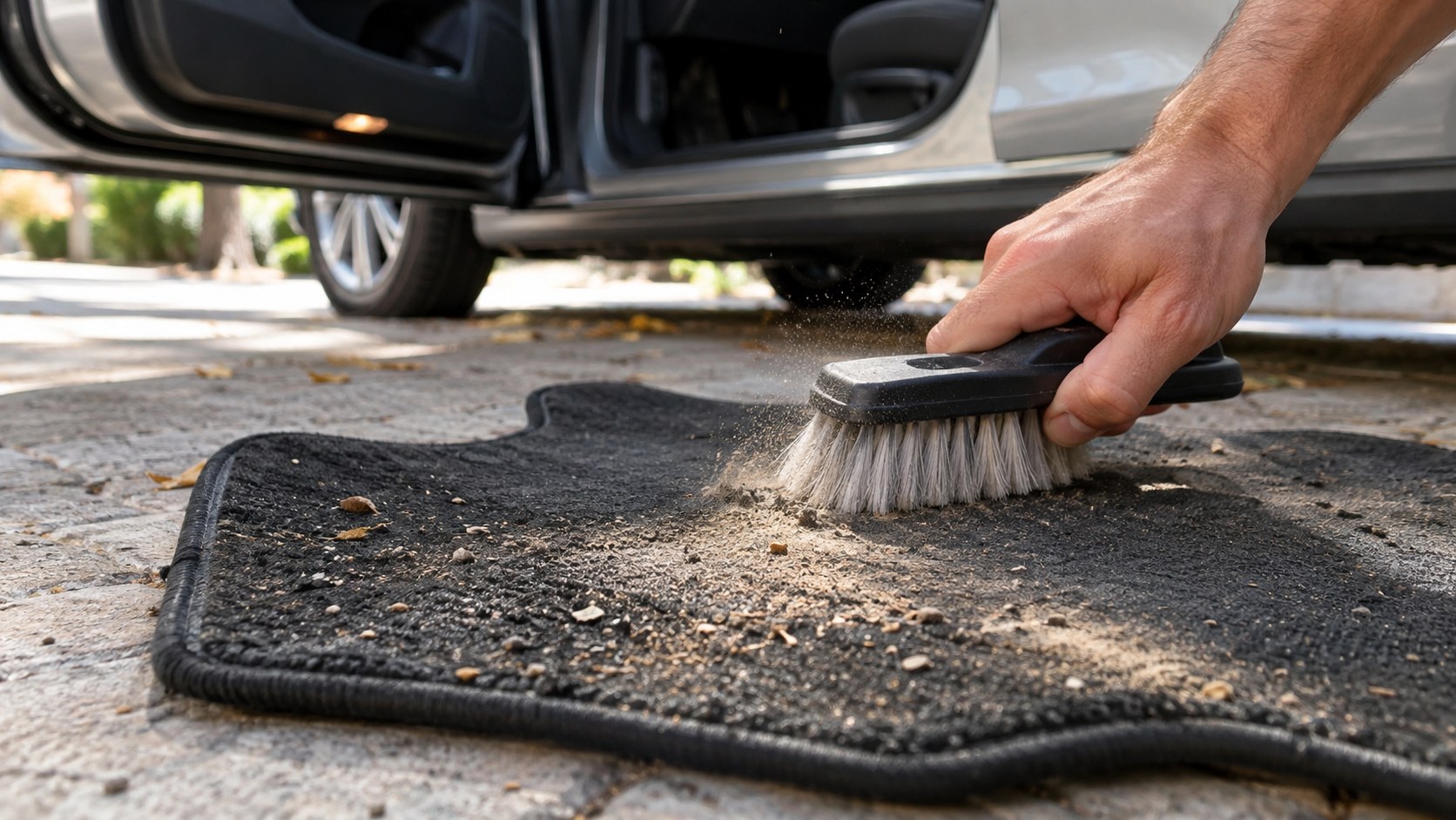 Alfombras sucias en el auto: cómo limpiarlas a fondo con un cepillo de cerdas plásticas