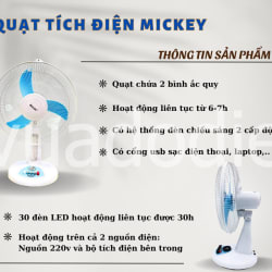 Quạt tích điện Mickey 9103 2 bình ắc quy dùng liên tục 6-8h Quạt tích điện Mickey 9103 2 bình ắc quy dùng liên tục 6-8h 8