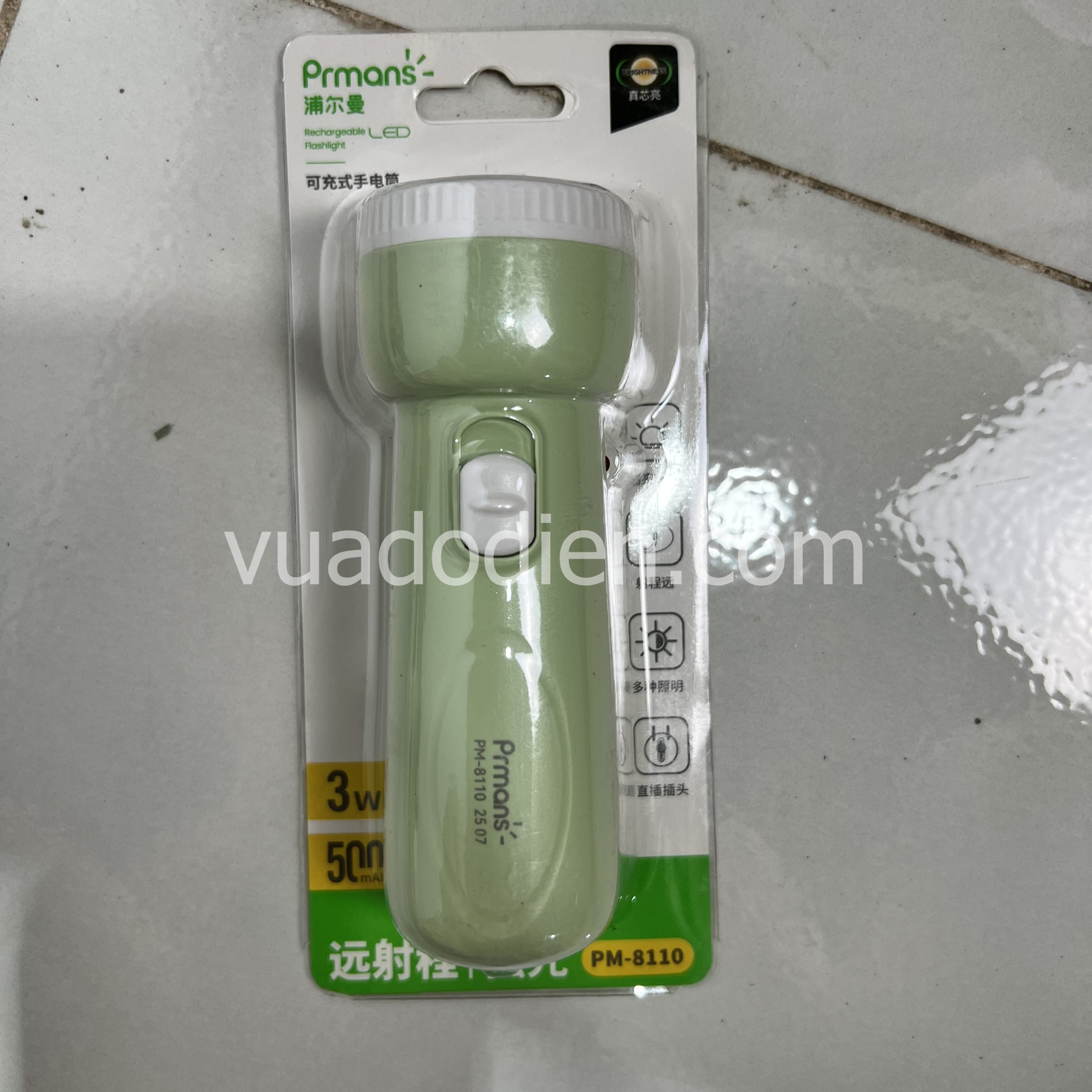 Đèn pin cầm tay siêu sáng PM-8110 công suất 3W pin bền 500mAh 1