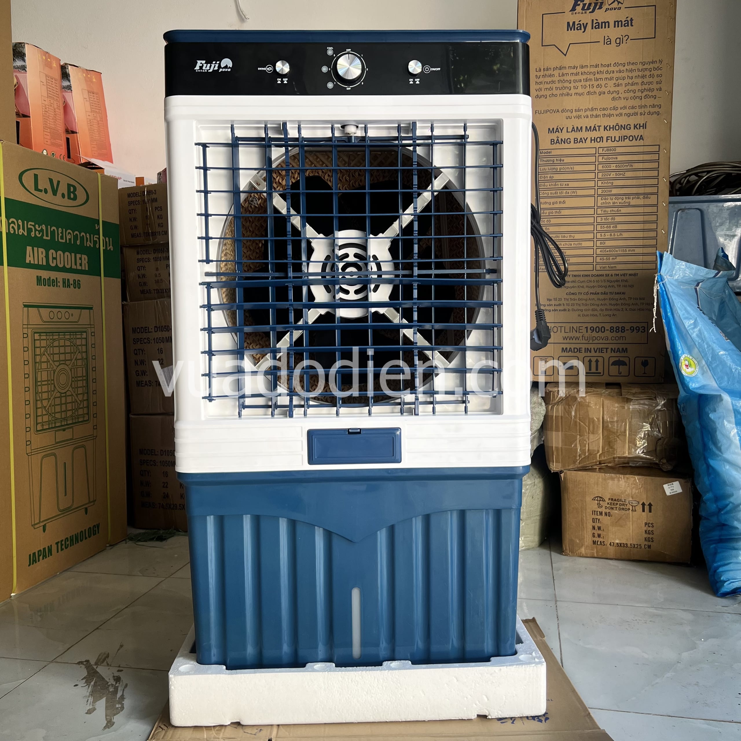 Quạt điều hòa hơi nước Fujipova FJ8800 80L Xanh Công nghệ Nhật Bản 4