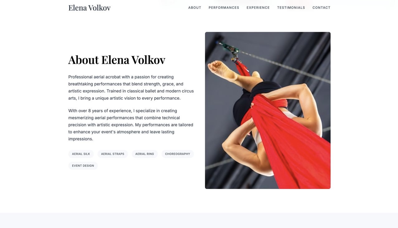 Портфолио для професійної повітряної гімнастки - gallery image