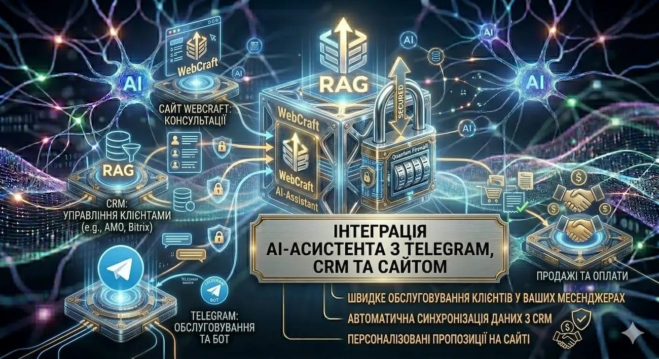 Інтеграція AI-асистента з Telegram, CRM та сайтом у 2026: що потрібно знати замовнику