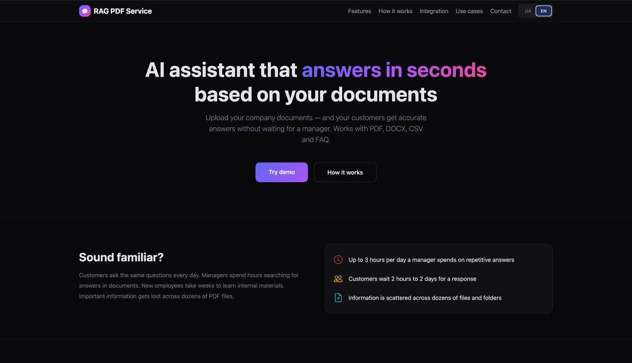 RAG PDF Service — AI-асистент для бізнесу - gallery image