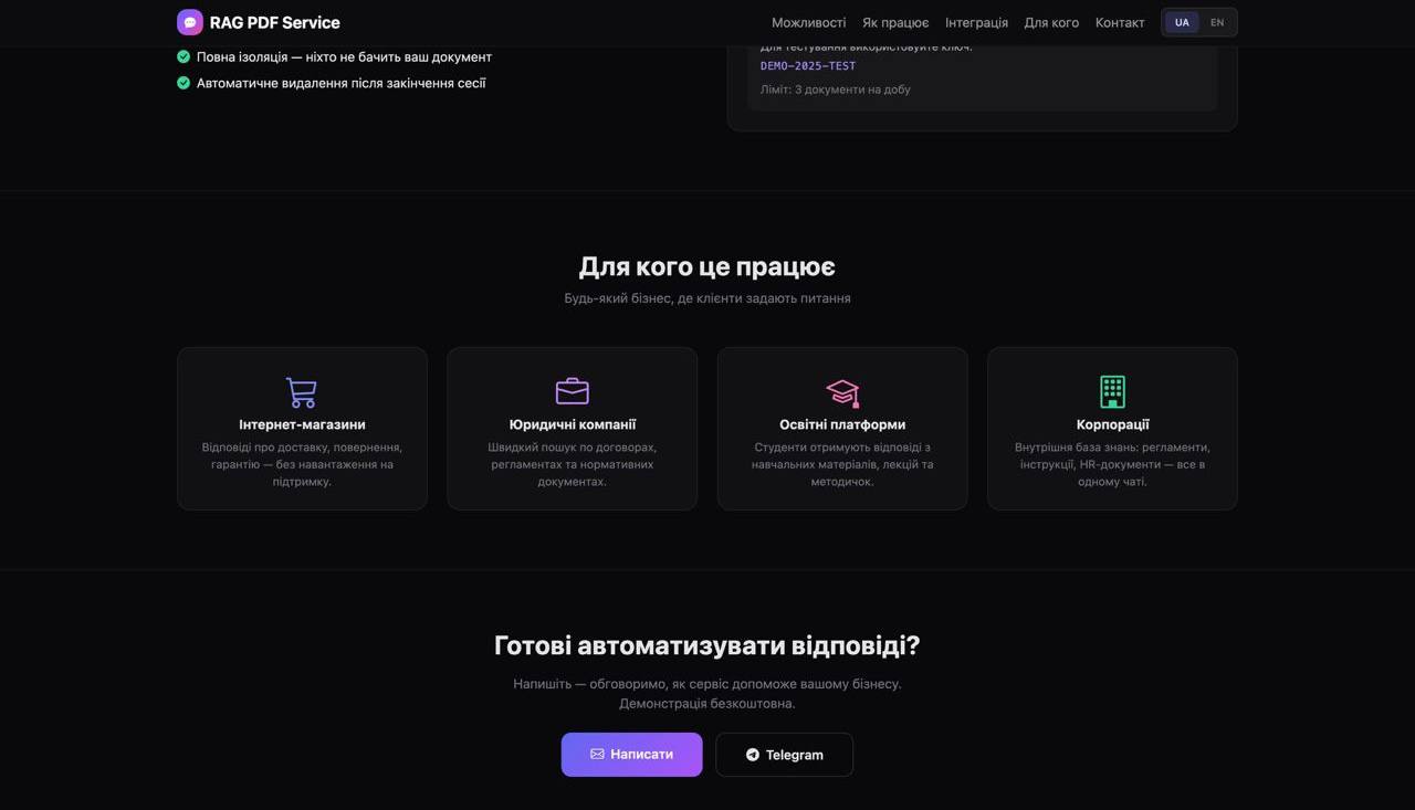 RAG PDF Service — AI-асистент для бізнесу - gallery image