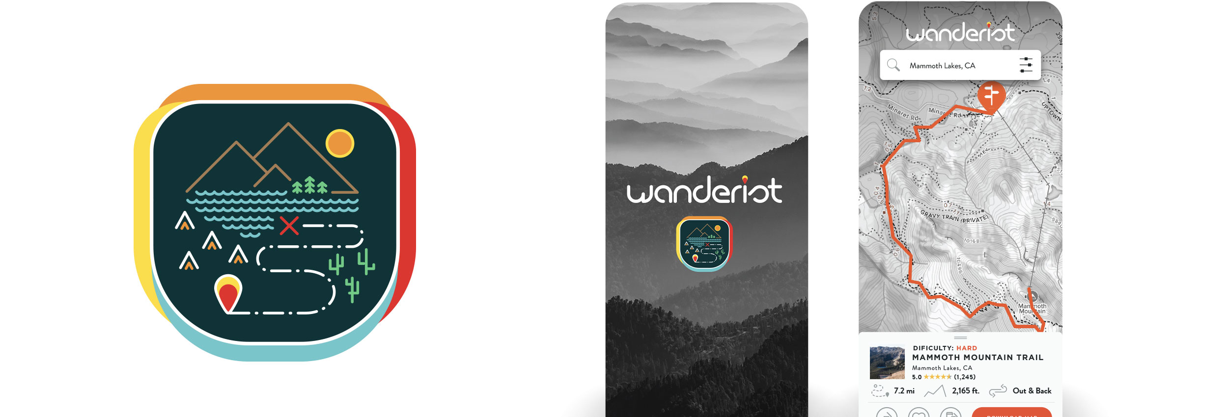 Wanderist branding and app design