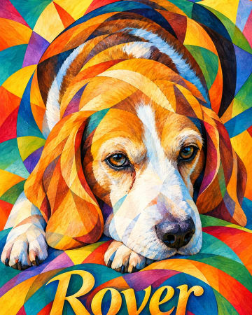 Cubism pet portrait example
