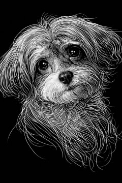 Midnight Etch pet portrait example 1