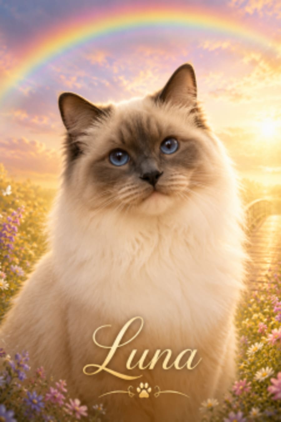 Rainbow Bridge Memorial pet portrait example 1