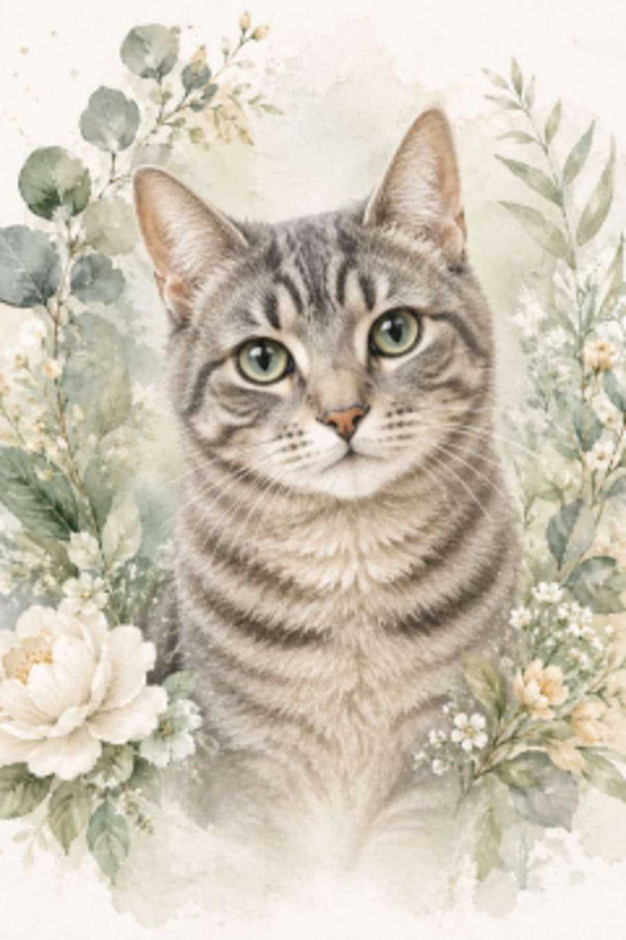 Botanical Watercolor pet portrait example 1