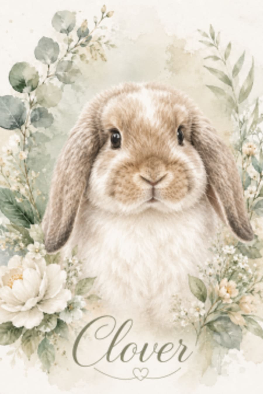 Botanical Watercolor pet portrait example 2