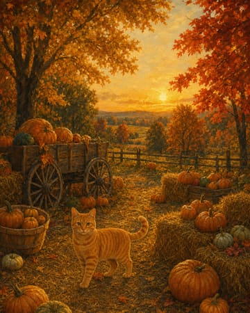 Autumn Harvest pet portrait style