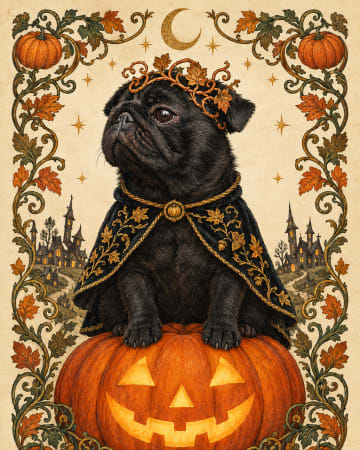 Pumpkin Royalty pet portrait style