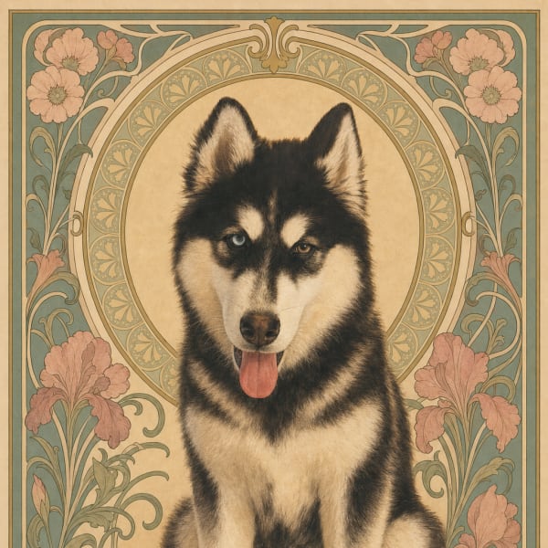 Art Nouveau pet portrait example
