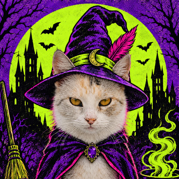 Neon Witch pet portrait example