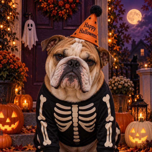 Reluctant Trick-or-Treater pet portrait example