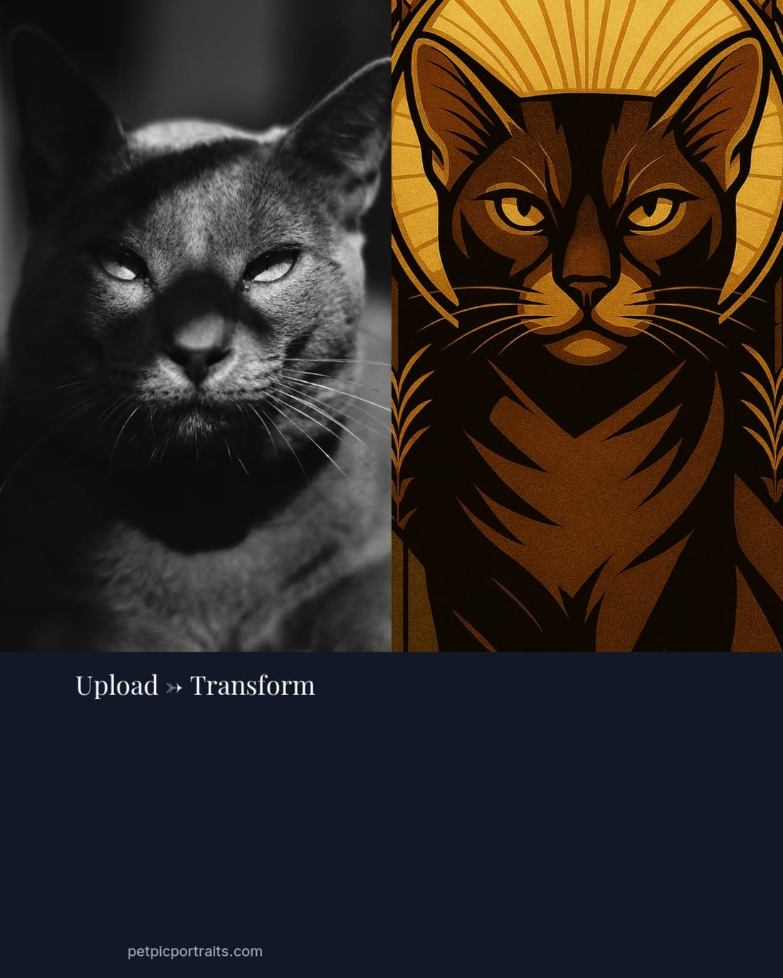 Art Deco Cat Portrait — The cat as design object. — Pet Pic Portraits