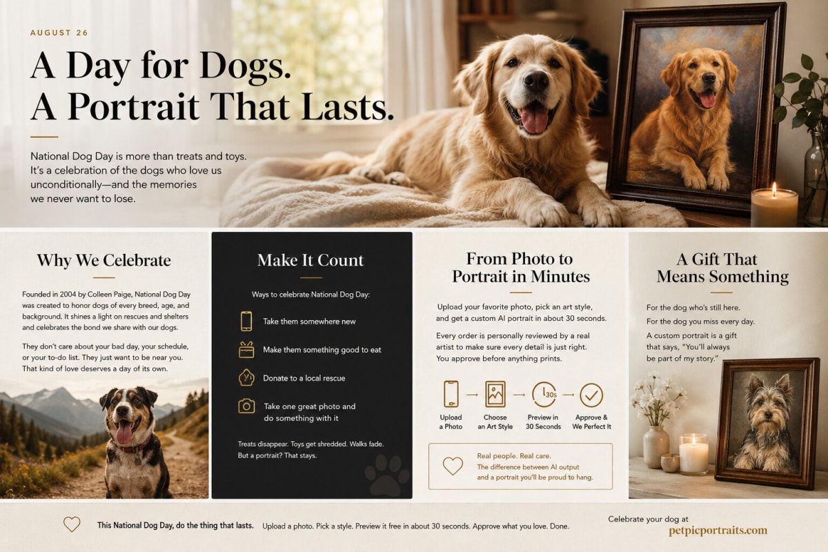How a pet portrait works, from uploading a photo to approving your favorite