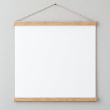 Classic Hanging Poster with a natural wood hanger, no artwork on it yet