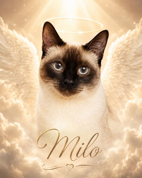 Angel Wings Memorial pet portrait style