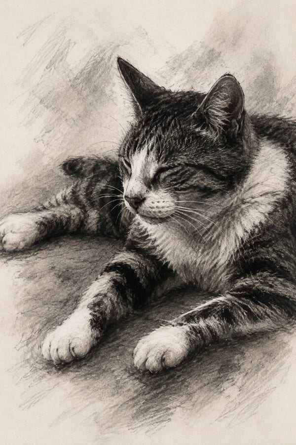 Charcoal pet portrait style