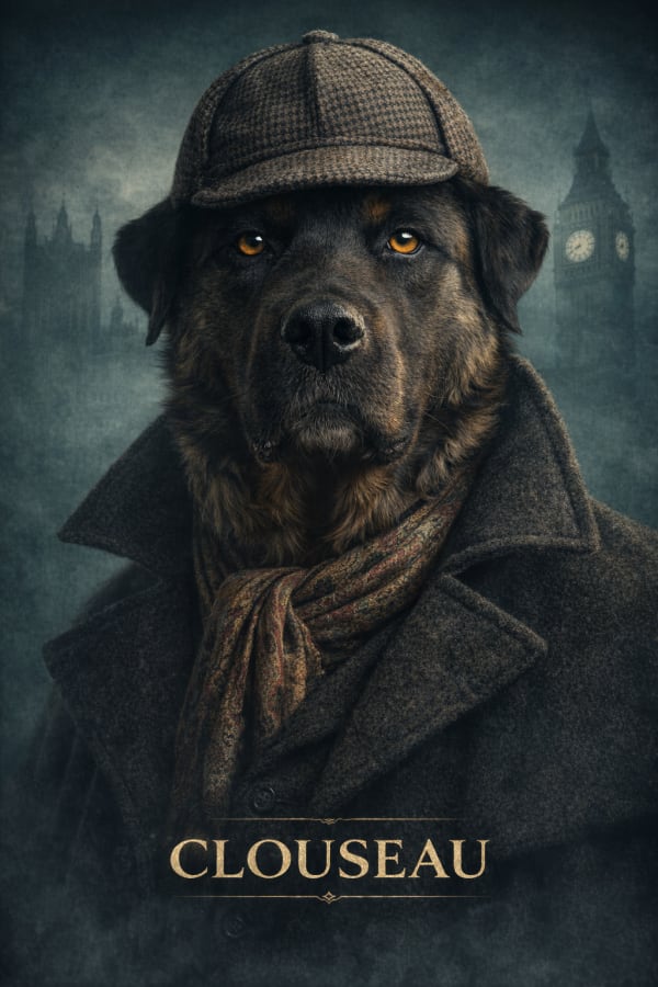Inspector Paws pet portrait style