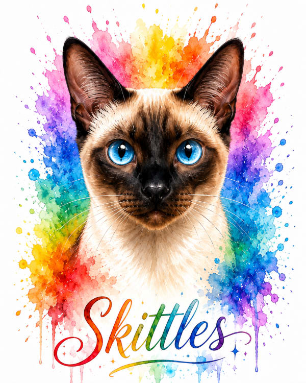 Rainbow Splash pet portrait style