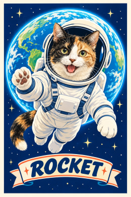 Rocket, a custom pet portrait made from the prompt below