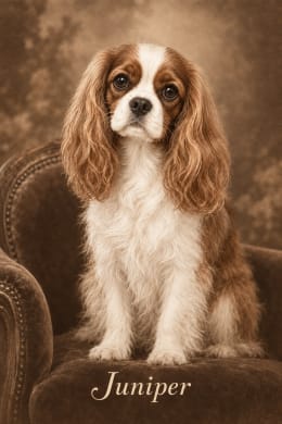 Juniper, a custom pet portrait made from the prompt below