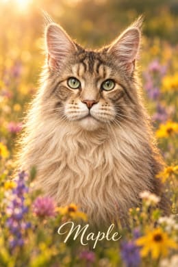 Maple, a custom pet portrait made from the prompt below