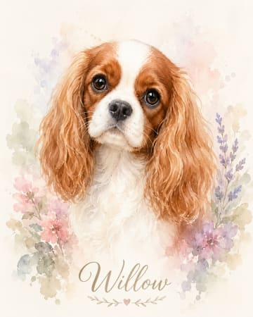 Watercolor pet portrait style