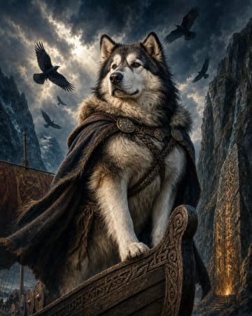 Viking pet portrait style