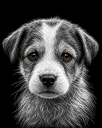 Midnight Etch pet portrait style